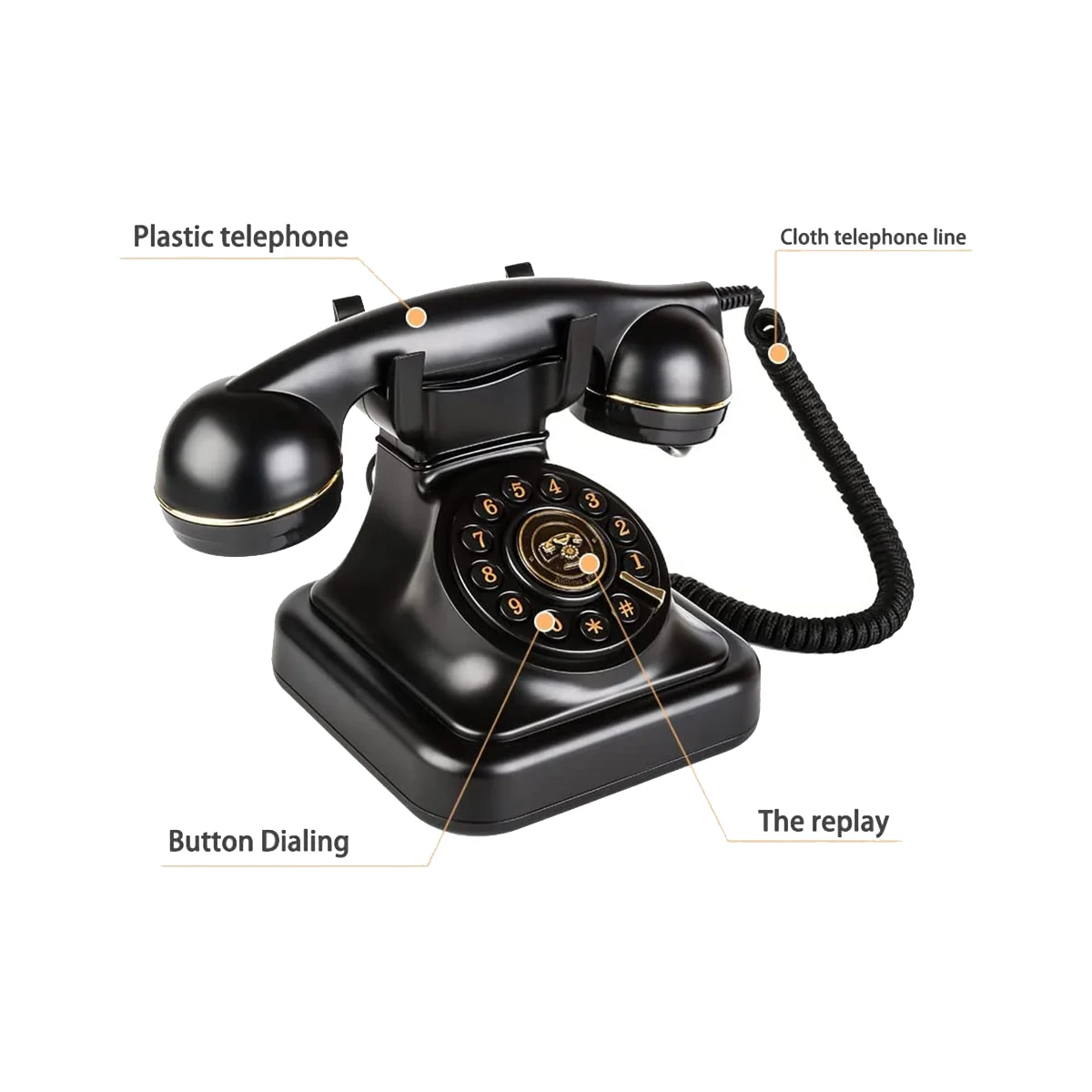 Telefone Fixo Retro com Campainha Clássica Metálica e Estilo Vintage para Escritório e Decoração