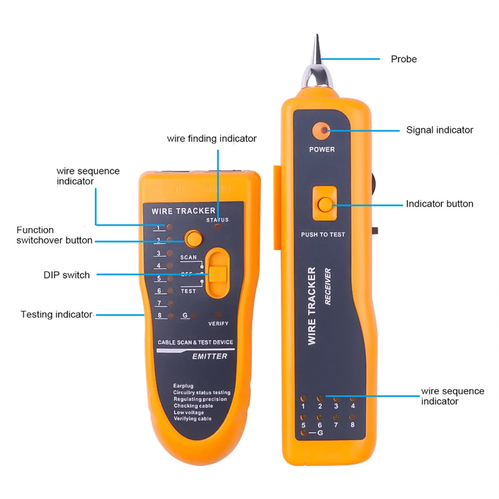 Testador e rastreador de cabo RJ11 RJ45 Kebidumei